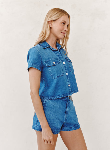 Short Sleeve Flap Pocket Shirt - Spring Horizon Wash