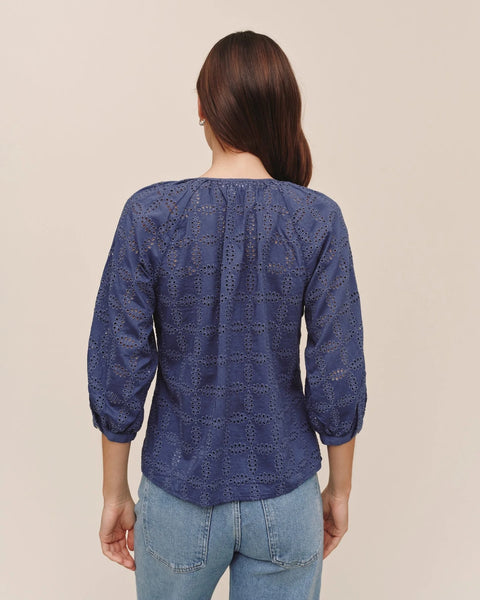 3/4 Sleeve Pullover - Indigo Blues