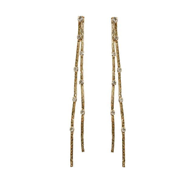 Diamond Dotted Gold Cluster Statement Earring
