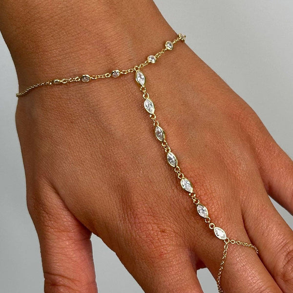 Anastasia Hand Chain Bracelet: Gold
