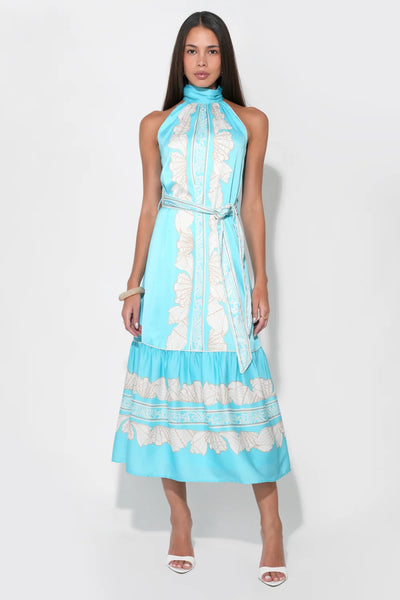 Ariella Halter Printed Seashell Maxi Dress