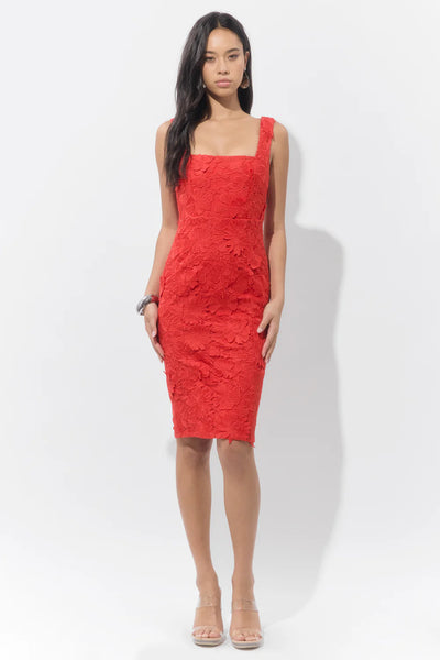 Vonna 3D Lace Up Midi Dress