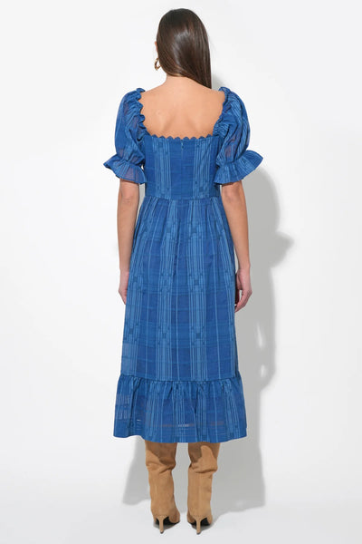Betsey Puff Sleeve Jacquard Striped Maxi Dress