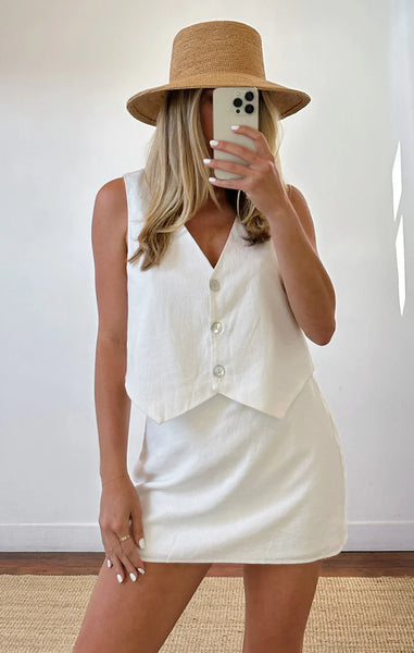 All Night Skort - White Linen