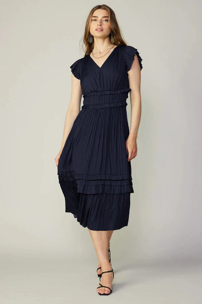 Sereia pleated midi sales dress