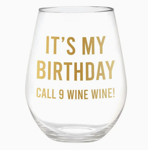 Jumbo Stemless Wine Glass - Call 9 Wine Wine