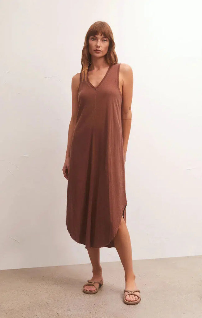 The Reverie Slub Dress - Dark Rosewood
