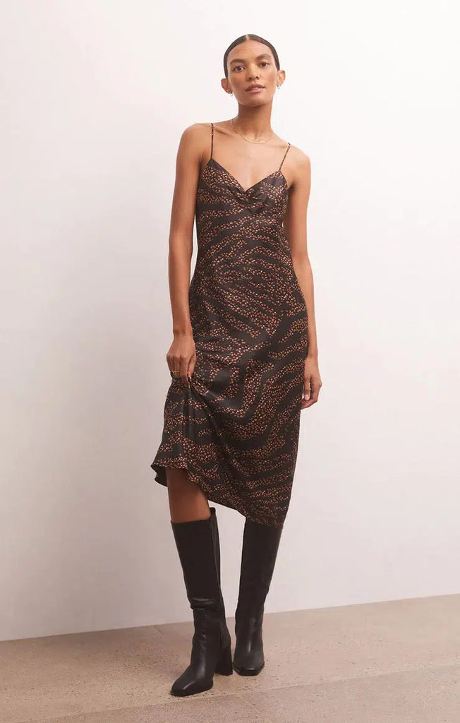 Lark Wild Dot Slip Dress - Black