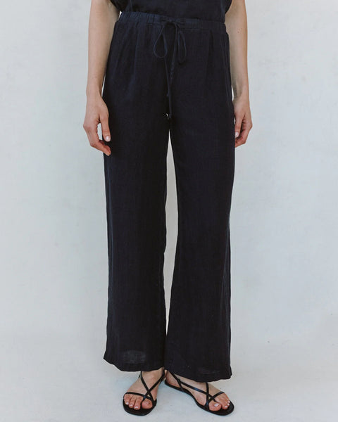 Beach Pant With Lattice Stripe - Black