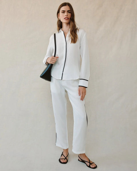 Contrast Trim Shirt - Off White