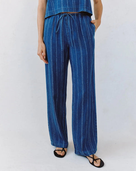 Drawstring Pant - Indigo Stripe