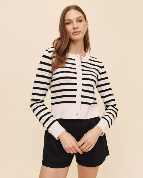 Fitted Cardigan - Cherie Stripe