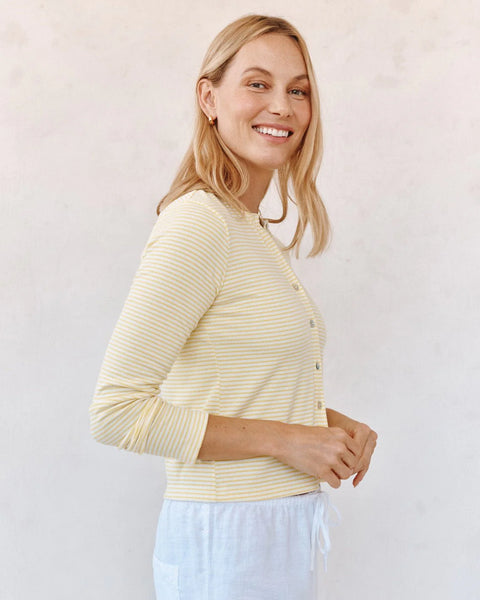 Fitted Cardigan - Lemon Meringue Stripe