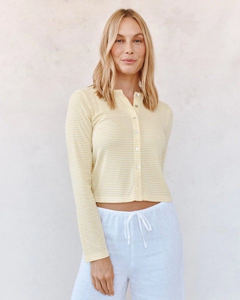 Fitted Cardigan - Lemon Meringue Stripe