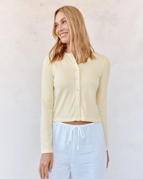 Fitted Cardigan - Lemon Meringue Stripe