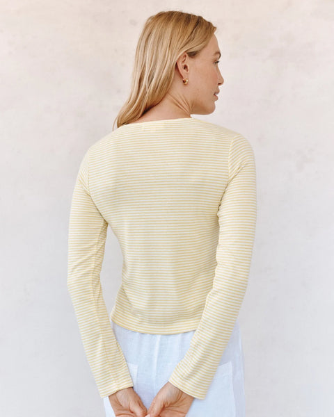 Fitted Cardigan - Lemon Meringue Stripe