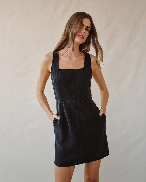 Fitted Mini Dress - Dark Graphite Wash