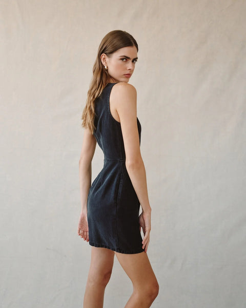 Fitted Mini Dress - Dark Graphite Wash