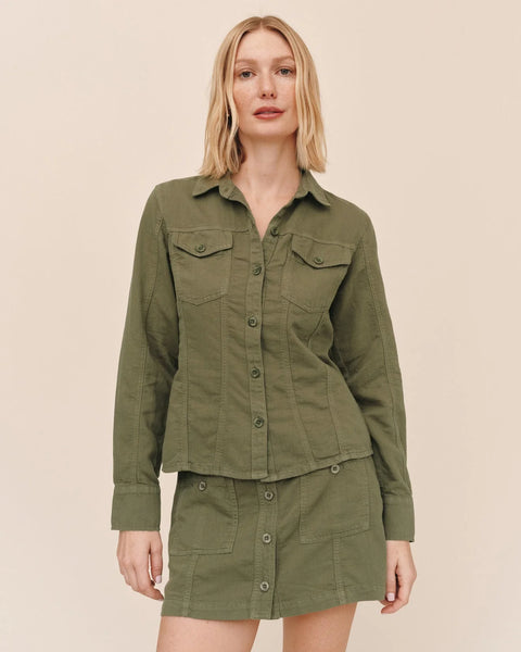 Fitted Trucker Shirt - Olive Green