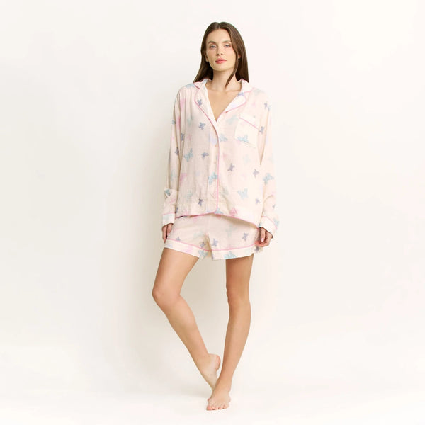 Good Life Long Sleeve Shortie PJ Set in Budding Butterflies