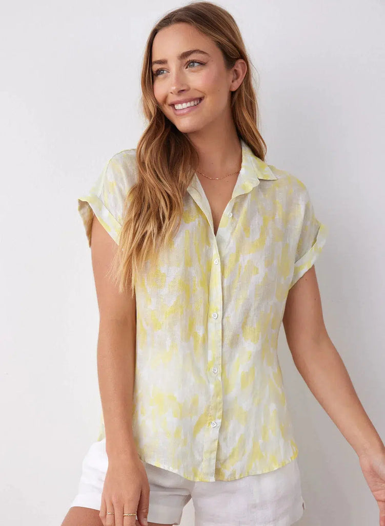 Linen Printed Button Down - Layered Spots Print