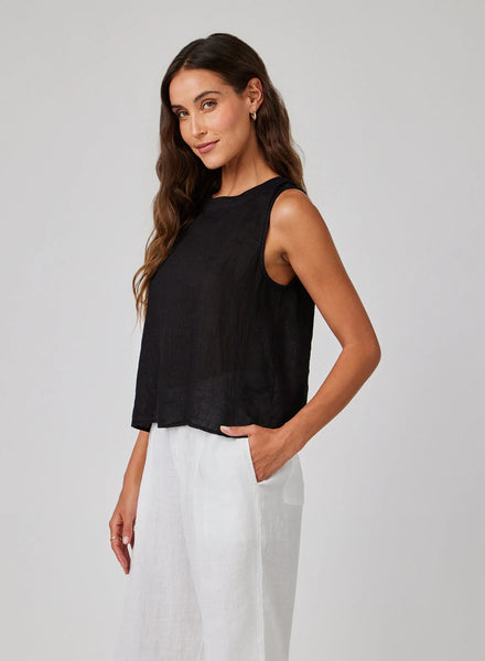 Linen Sleeveless Button Back Top