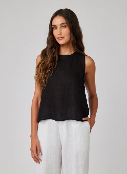 Linen Sleeveless Button Back Top