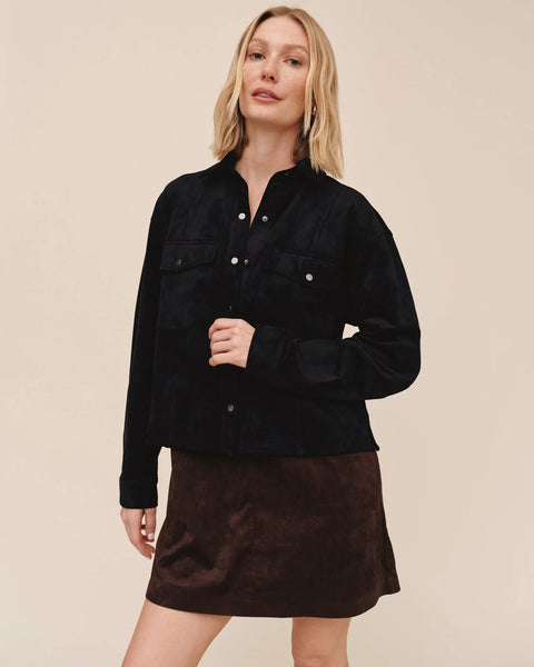 Seamed Pocket Shacket - Black