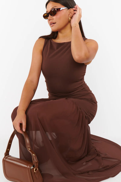 Aria Maxi Dress Chiffon Chocolate