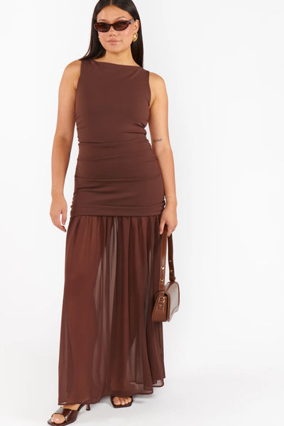 Aria Maxi Dress Chiffon Chocolate