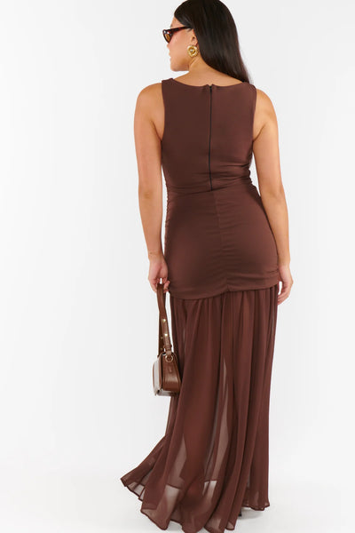 Aria Maxi Dress Chiffon Chocolate