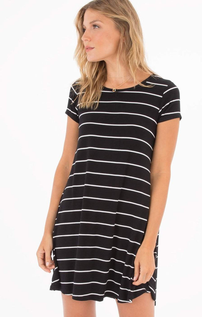 The Pencil Striped Dress - Black