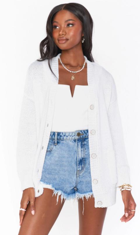Callie Cardigan - Bright White Knit