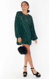 Sure Thing Dress - Emerald Sequins