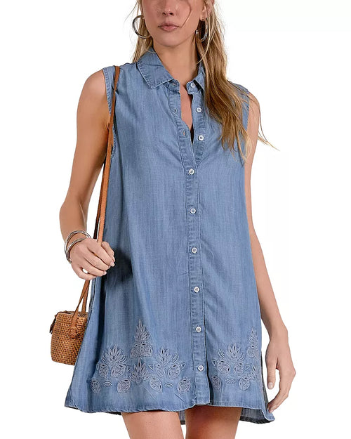Chambray Sleeveless Shirtdress