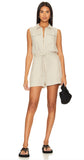 Zip Front Romper - Linen Sand
