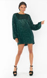 Sure Thing Dress - Emerald Sequins