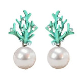 Pearl and Turquoise Coral Mini Statement Earrings