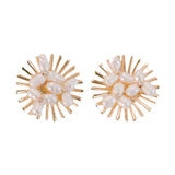 Sunburst Pearl Statement Stud Earrings