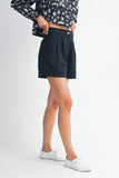 Navy Pleated Shorts