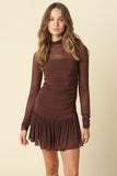 Nia Ruched Drop Waist Mesh Dress