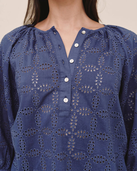 3/4 Sleeve Pullover - Indigo Blues