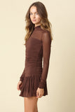 Nia Ruched Drop Waist Mesh Dress