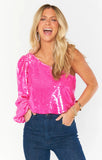 Party Top - Bright Pink Sequins