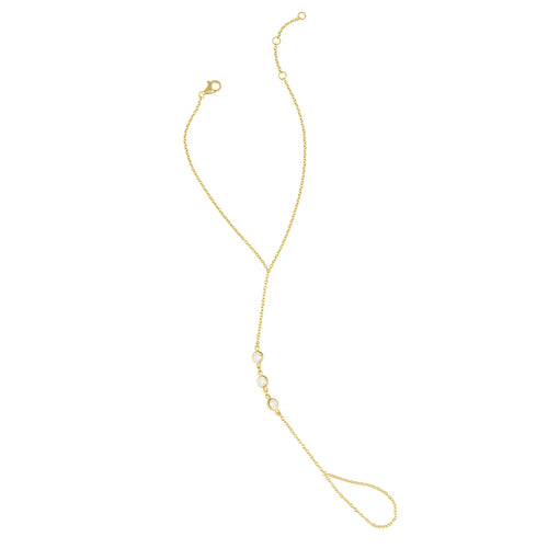 Cz Bezel Hand Chain Bracelet