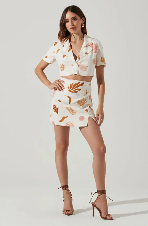 Arza Mini Skirt - Brown Pink Cream