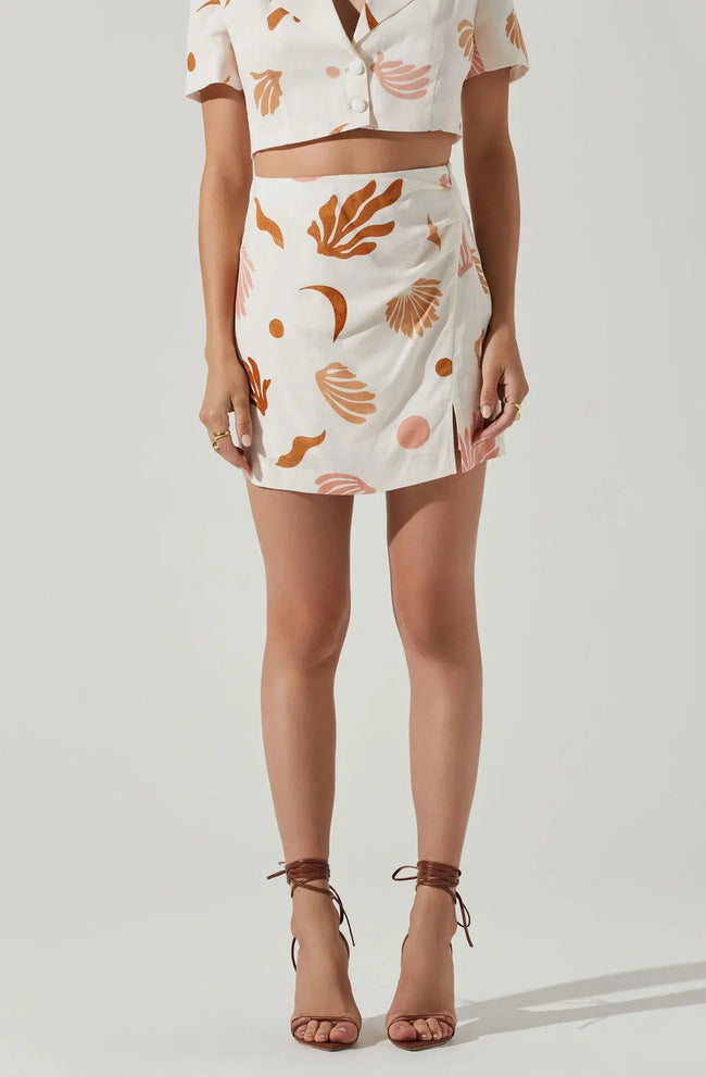 Arza Mini Skirt - Brown Pink Cream