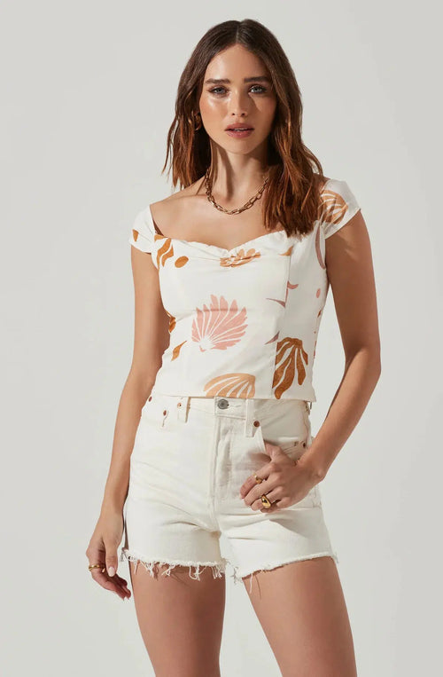 Aneesa Top - Brown Pink Cream