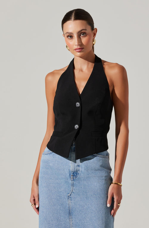 Tatum Halter Vest - Black
