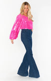 Party Top - Bright Pink Sequins